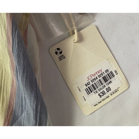 Ana A New Approach XL Striped Tie Shoulder Tank Top With Button Detail - Picture 3 of 7